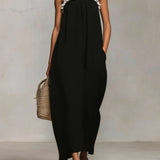 Mirelle™ | Maxi Jurk met Kleurblokken en Spaghetti Schouderbandjes