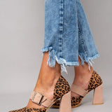 Selveta | Leren leopardsandalen met stabiele hakken