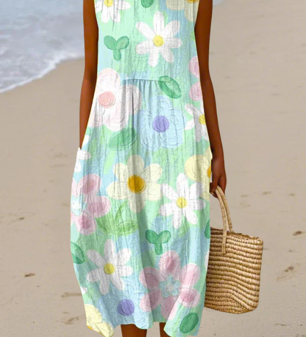 Erin | Pastel Bloesem Midi Jurk