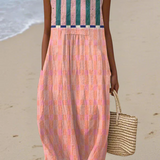 Lily | Gestreepte Pastel Midi Jurk