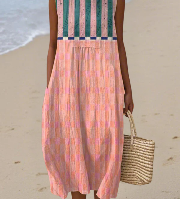 Lily | Gestreepte Pastel Midi Jurk