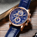 Luxe Chronograaf Horloge met Echt Leren Band