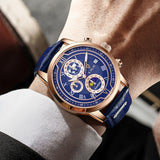Luxe Chronograaf Horloge met Echt Leren Band