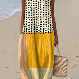 Leah | Polka Colorblock Midi Jurk