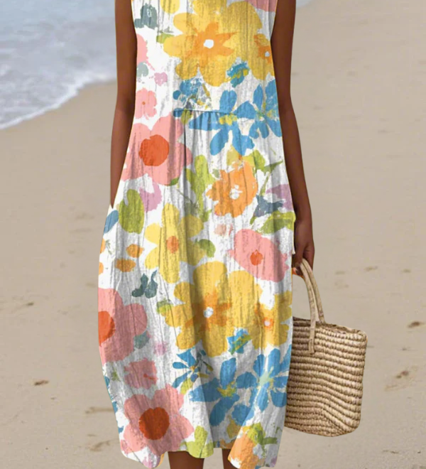 Ella | Pastel Bloemen Midi Jurk