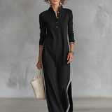 Sweat Maxi Jurk Met Knopkragen