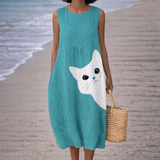 Ana | Midi-jurk met mooie kattenmotieven
