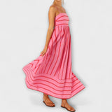 Rosa - Casual Gestreepte Jurk
