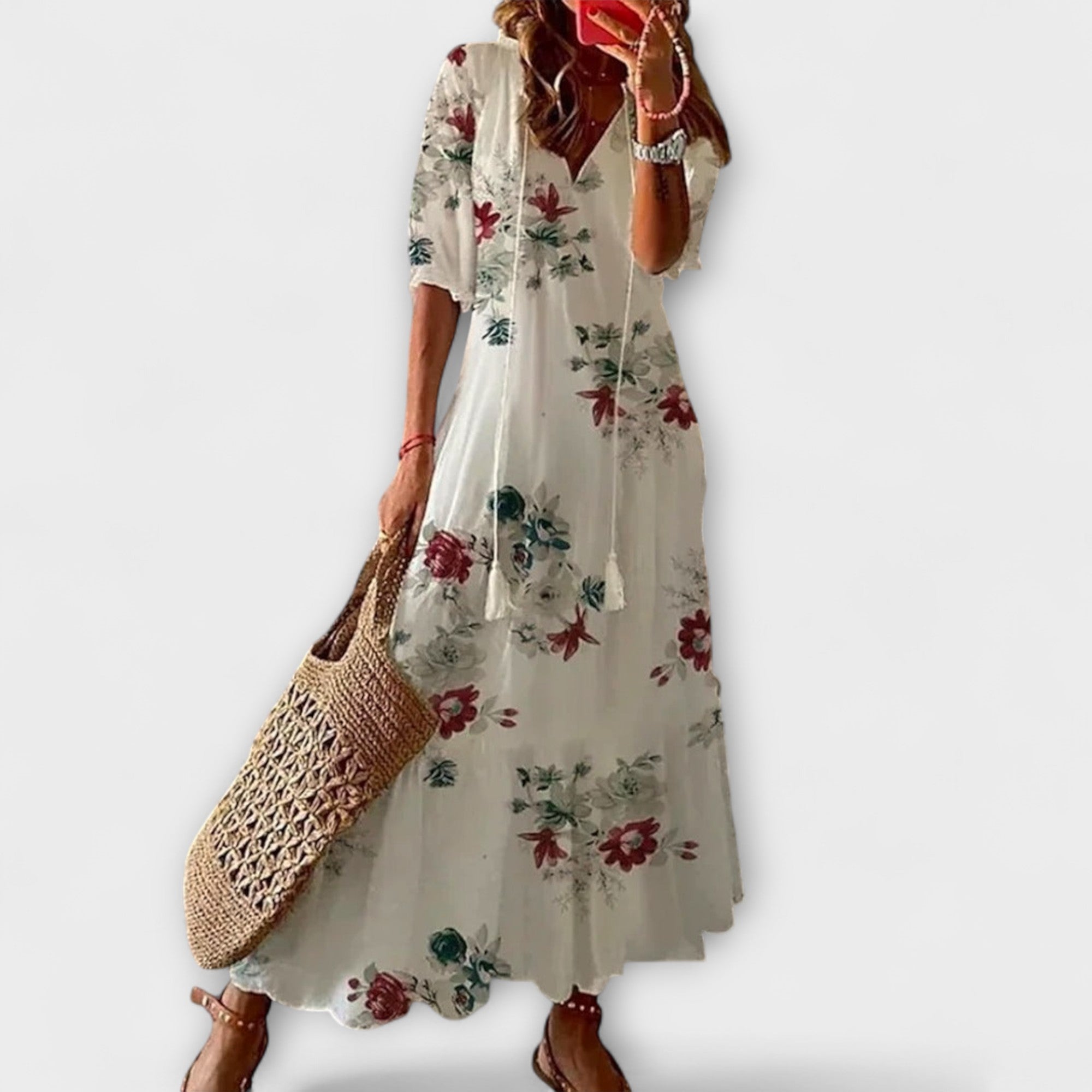 Anna – Vrouwelijke bohemian zomerjurk met een vloeiende silhoeet