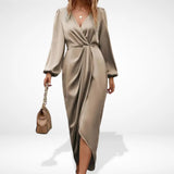 Martina | Midi avondjurk met centrale draping