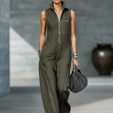 Mouwloze Dungaree met Witte Zoom