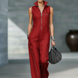 Mouwloze Dungaree met Witte Zoom