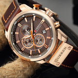 Strakke Quartz Horloge met Leren Band