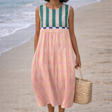Lilia | Midi-jurk met pastelstrepen
