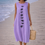 Emma | Midi-jurk met paarse bloemen