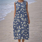 Estela | Mouwloze midi-jurk met vintage bloemen