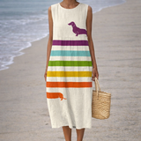 Andrea | Midi-jurk met teckelprint