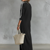 Sweat Maxi Jurk Met Knopkragen
