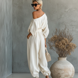 Linnen Set Off-Shoulder Broek