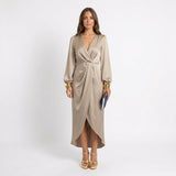 Martina | Midi avondjurk met centrale draping
