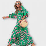 Elegante geometrische maxi-jurk