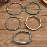 Boho armbanden set met turquoise kralen
