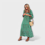 Elegante geometrische maxi-jurk