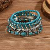 Boho armbanden set met turquoise kralen