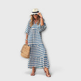 Elegante geometrische maxi-jurk