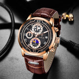Luxe Chronograaf Horloge met Echt Leren Band