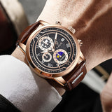 Luxe Chronograaf Horloge met Echt Leren Band