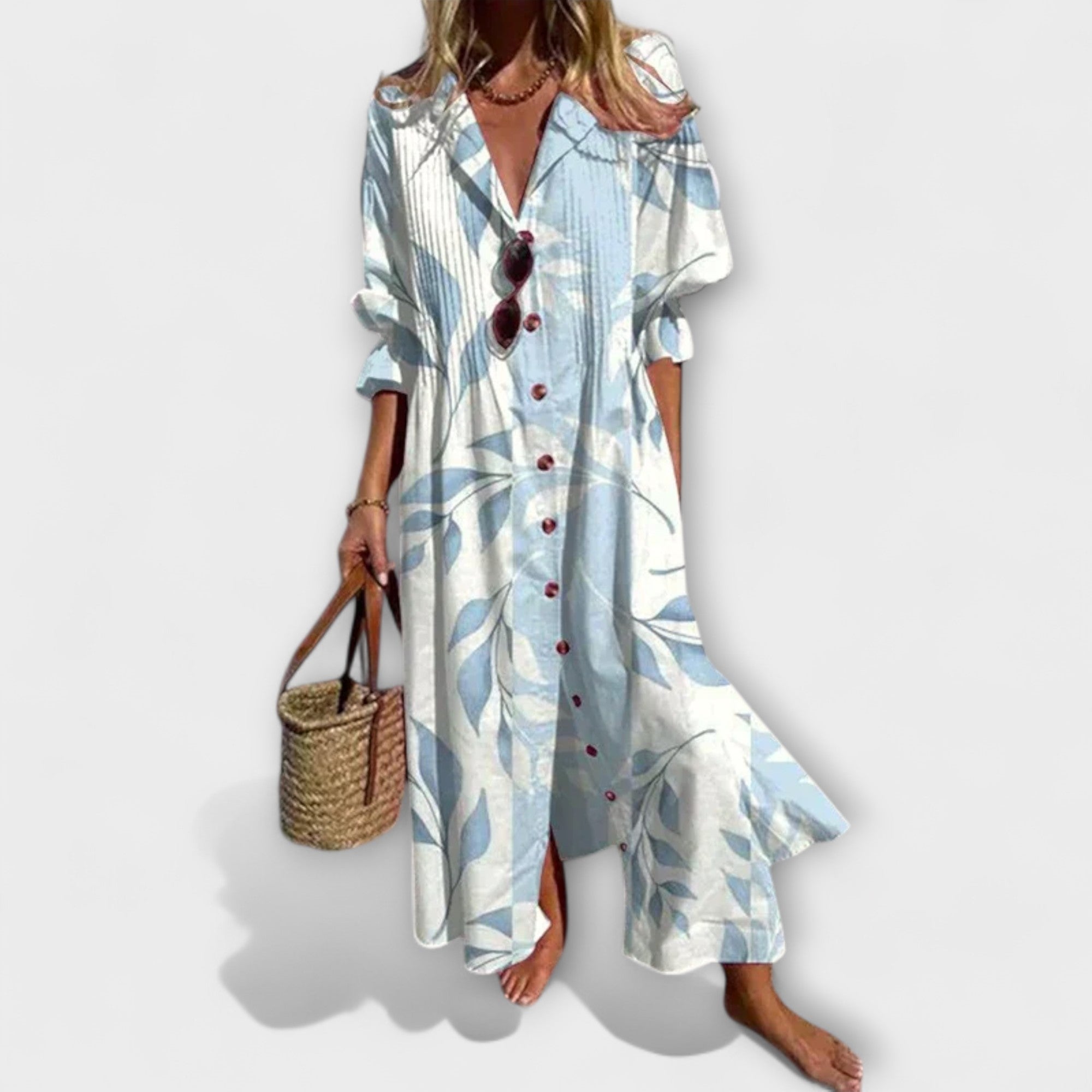 Lila - Flatterende Maxi Jurk met Buikbedekking