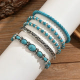 Boho armbanden set met turquoise kralen