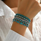 Boho armbanden set met turquoise kralen