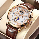 Luxe Chronograaf Horloge met Echt Leren Band