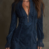 Azulena ❘ Blauwe tuniek met borduursel en rits