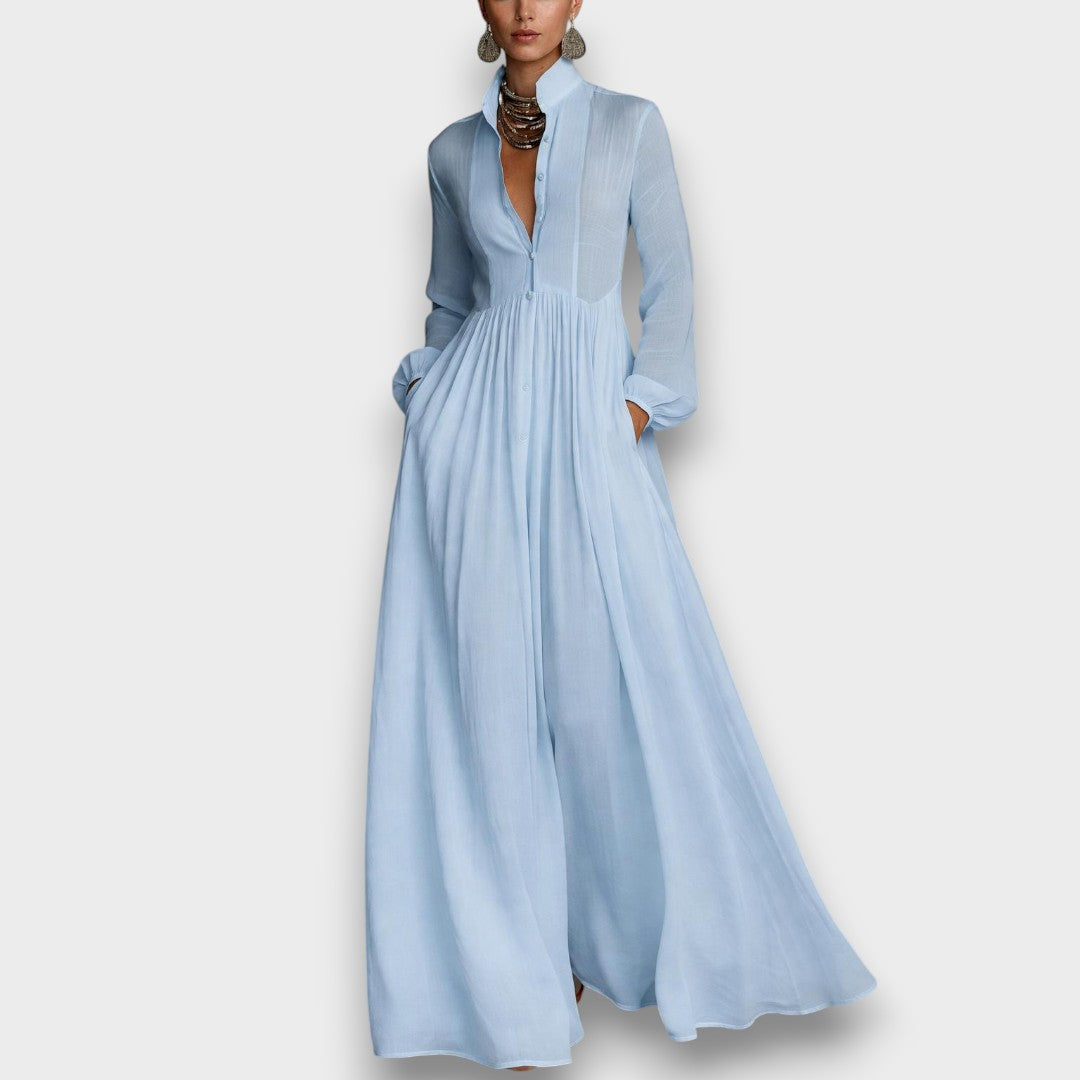 Serena - Maxi Jurk met Vloeiende Voorknopen