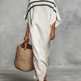 Aveline™ | Maxi jurk met blote schouders en vleermuismouwen