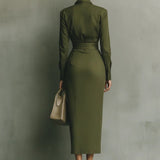 Noëlle™ | Maxi jurk in legergroen