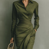 Noëlle™ | Maxi jurk in legergroen