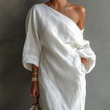 Elise™ | Elegante maxi-jurk met één schouder in het wit