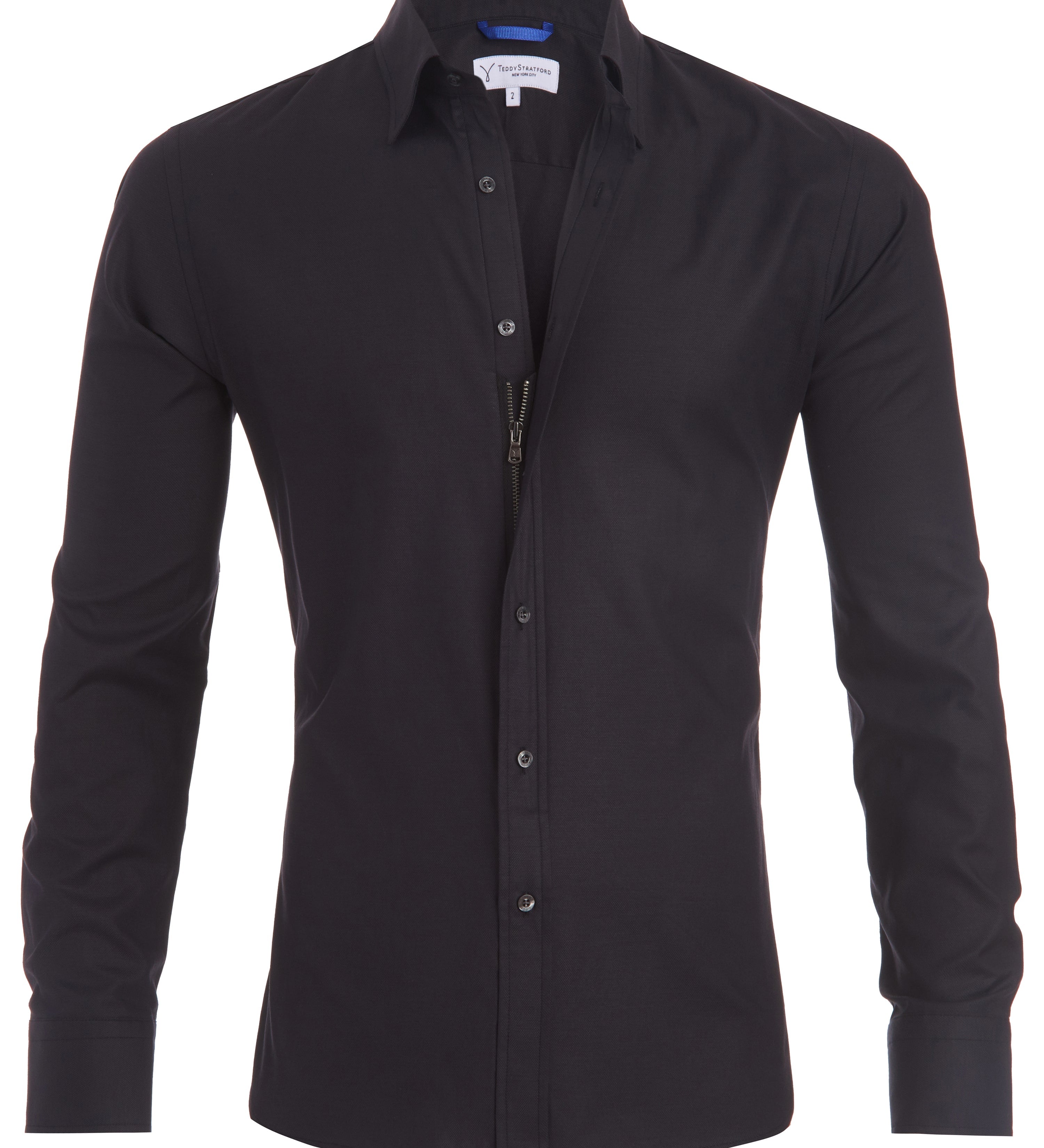 Desmond | Heren Fitted Zip-Up Shirt