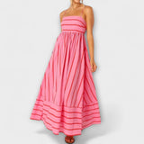 Rosa - Casual Gestreepte Jurk