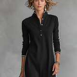 Sweat Maxi Jurk Met Knopkragen