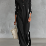 Sweat Maxi Jurk Met Knopkragen
