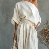Linnen Set Off-Shoulder Broek