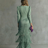 Clara™ | Elegante midi-jurk met franjes