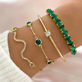 Vintage armbandenset met groene zirconia