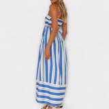 Rosa - Casual Gestreepte Jurk