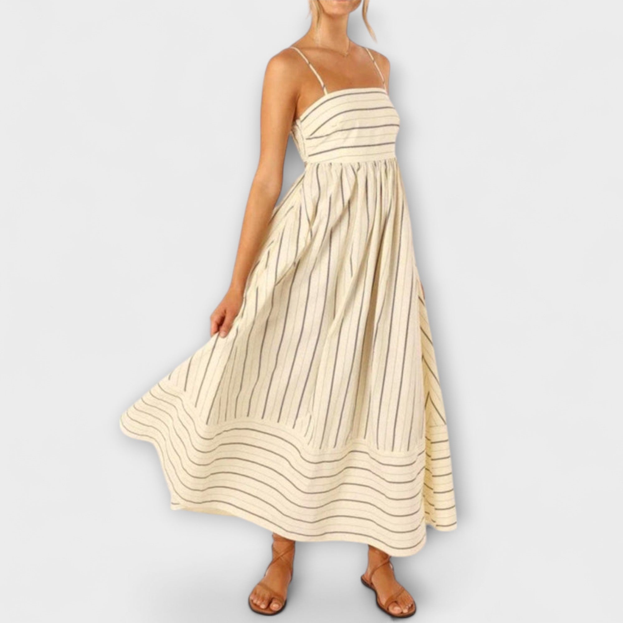 Rosa - Casual Gestreepte Jurk